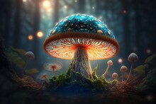 Magical Blue And Orange Mushroom