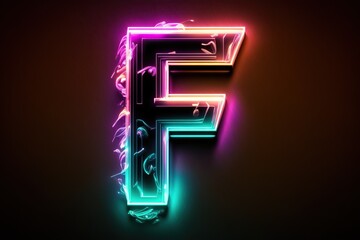 Neon letter f on white background, concept of Glowing and Typography, created with Generative AI technology