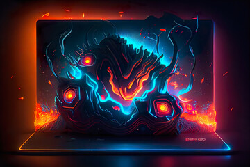 Sticker - abstract futuristic super gaming laptop, illustration, concept, artwork