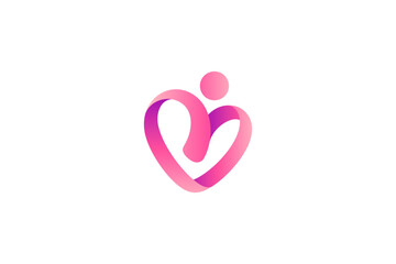 Wall Mural - People love care logo in heart shape with pink color gradient design