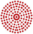 rosette aus kreisförmig angeordneten roten elementen