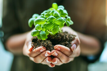 Canvas Print - Get sowing, get growing. Cropped shot of a woman holding a plant growing out of soil.