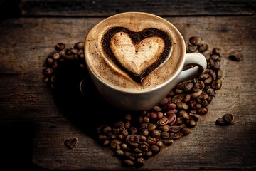 Poster - coffee cup with coffee beans