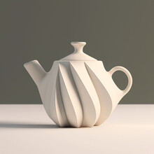 A Modern Minimalistic White Clay Teapot Pottery Design Generative Ai
