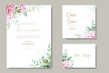 Fototapeta Tulipany - wedding invitation card with floral rose watercolor