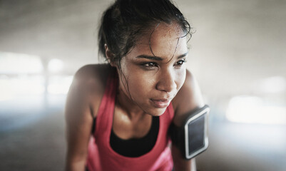 Sticker - Time to get my fit on. Shot of a young woman getting fit outside.