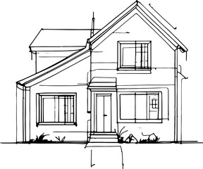 Wall Mural - Minimalist house sketch drawing outline