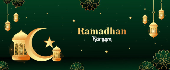 Wall Mural - Realistic Ramadan horizontal banner