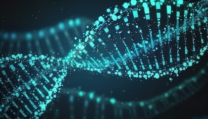 Digital DNA concept, macro view under microscope, helix background created with generative ai technology