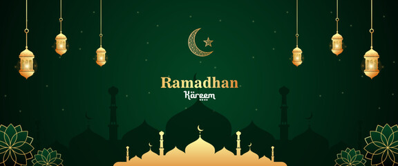 Wall Mural - Vector realistic Ramadan banner template