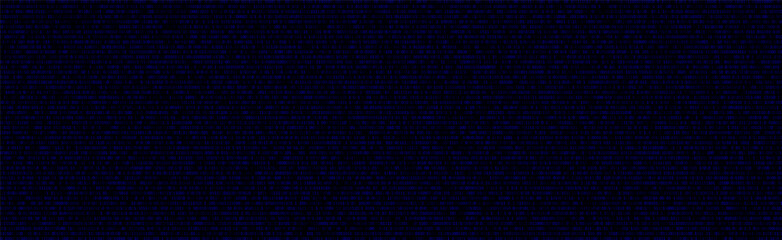 Fototapete - Binary code blue background with two binary digits, 0 and 1 isolated on black background. Algorithm Binary Data Code, Decryption and Encoding. Security protection. Vector illustration.