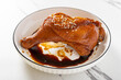 angle view braised chicken drumstick at horizontal composition