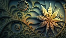 Beautiful Designer 420 Cannabis Seasonal Background With Fractal Patterns Mild Color Modern Wallpaper Template With Vibrant Hues For Presentation, Ad, And All Applications (generative AI)