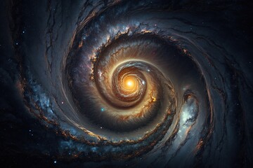 Wall Mural - bright glowing spiral galaxy with stars in the space. generative ai