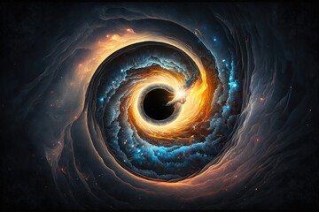 Wall Mural - bright glowing spiral galaxy with stars in the space. generative ai