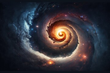 Wall Mural - bright glowing spiral galaxy with stars in the space. generative ai