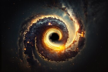 Bright glowing spiral galaxy with stars in the space. Generative AI