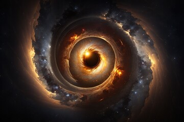 Wall Mural - bright glowing spiral galaxy with stars in the space. generative ai