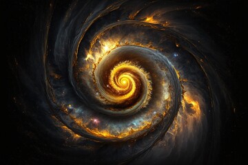 Wall Mural - bright glowing spiral galaxy with stars in the space. generative ai