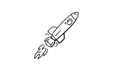 Wall Mural - A ROCKET Doodle art illustration with black and white style.