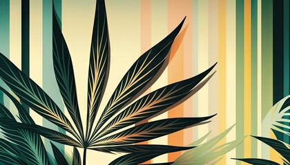 Wall Mural - Beautiful Designer 420 Cannabis Seasonal Background with Striped designs Mild color Modern Wallpaper Template with Vibrant Hues for Presentation, Ad, and All Applications (generative AI)