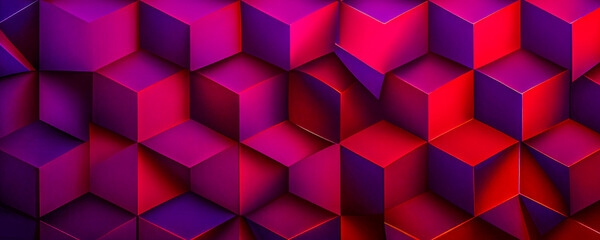 Wall Mural - Abstract background consisting of geometric pattern. Gradient color from violet to red. Wide angle format banner