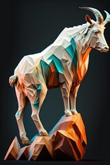 Wall Mural - Cool, Epic, Artistic, Beautiful, and Unique Illustration of Alpine Goat Animal Cinematic Adventure: Abstract 3D Background with Majestic Wildlife and Futuristic Design (generative AI)