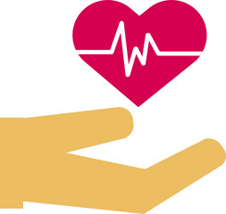 Wall Mural - A hand with a love heart with a heartbeat amplitude
