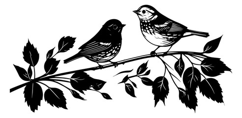 birds on a branch illustration