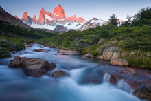 A Rushing River Below Argentina's Mount Fitzroy.