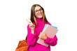 © luismolinero - Teenager student caucasian girl over isolated background smiling and showing victory sign
