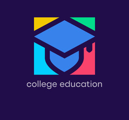 education college hat logo. unique design color transitions. special education schools logo template