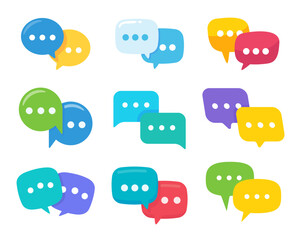 Poster - speech text box with three dots conversation concept to exchange ideas.