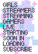 Set of streamer and gamer related words in a pixel art style