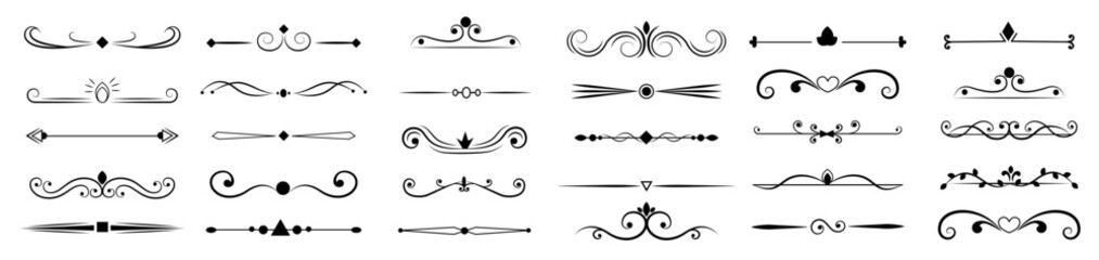 ornamental divider, calligraphic frame elements. scroll decoration, old style line flourish ornate b