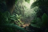 Fototapeta Las - Mystic and beautiful rainforest jungle background