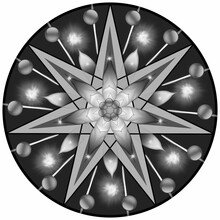 Mandala With Seven-pointed Star And 3d Effect In The Black And White Colors