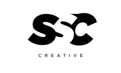 SSC letters negative space logo design. creative typography monogram vector