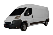  3D White Delivery Van Isolated On Transparent Background 