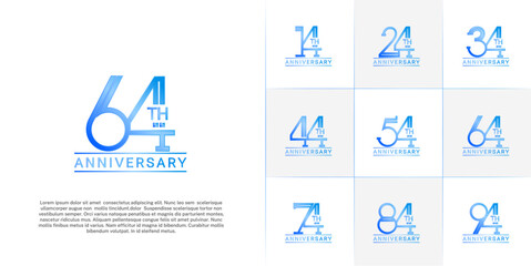 set of anniversary logotype blue color for special celebration event