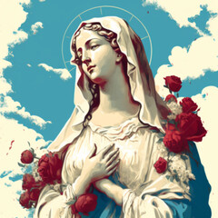 Wall Mural - immaculate heart of lady mary sacred faith religion saint illustration