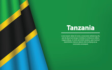 Wave Flag Of Tanzania With Copyspace Background.