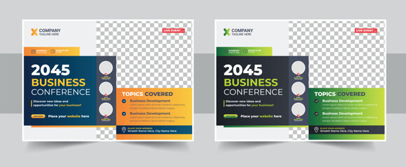 Wall Mural - business webinar invitation design, webinar and business conference social media banner template, on