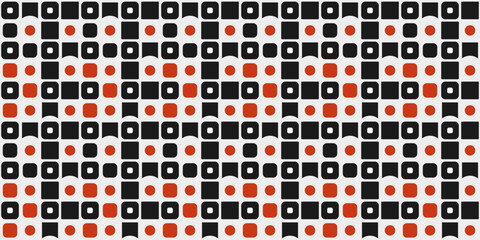 Wall Mural - Black and red pattern with repeating geometric shapes. Vector seamless pattern, for print and surface design.