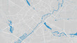 © Kostiantyn - River Warta map, Poznan city, Poland. Watercourse, water flow, blue on grey background road map. Vector illustration.