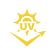 © Tsvetina - Uv sunblock protection vector icon. Solar ultraviolet light with arrow fill symbol.