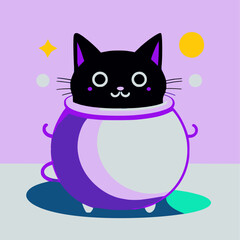 funny cartoon cat in jar