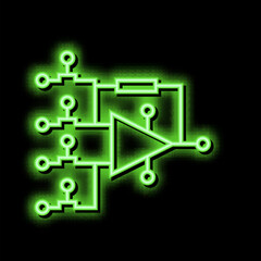 Wall Mural - hardware model neural network neon glow icon illustration