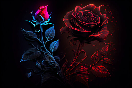 eine rote und eine schwarze rose