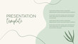 Presentation organic green template. Natural floral green minimal vector background with organic shapes and lines